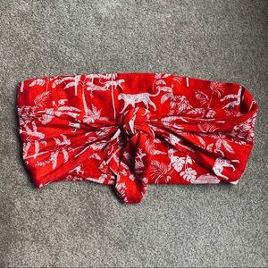 Red Animal Print Bandeau Top